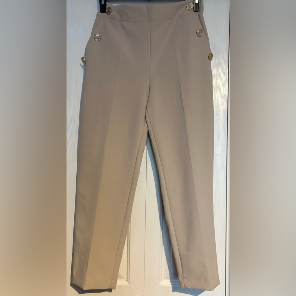 Zara Beige High-Waist Trousers